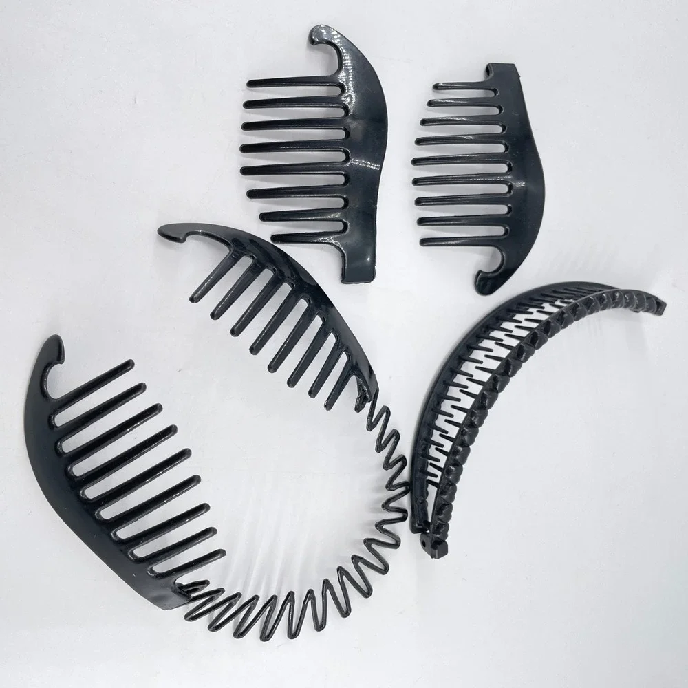 Wings of Hollywood Black Stretch Side Combs Banana Clip Accessory 3 pairs